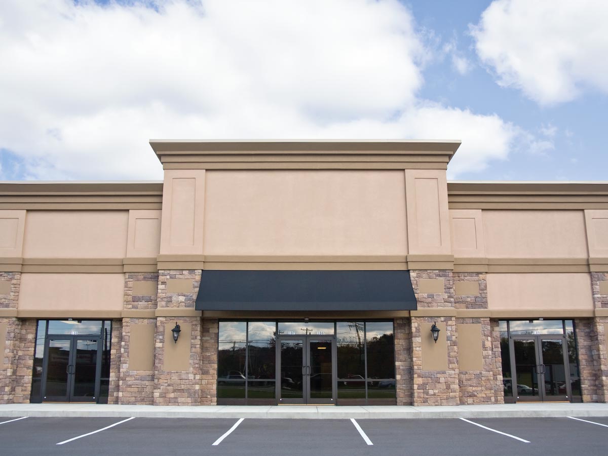 An empty commercial store front.